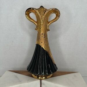 Vintage Savoy China Black Weeping Gold Plated Mid-Century Vase
